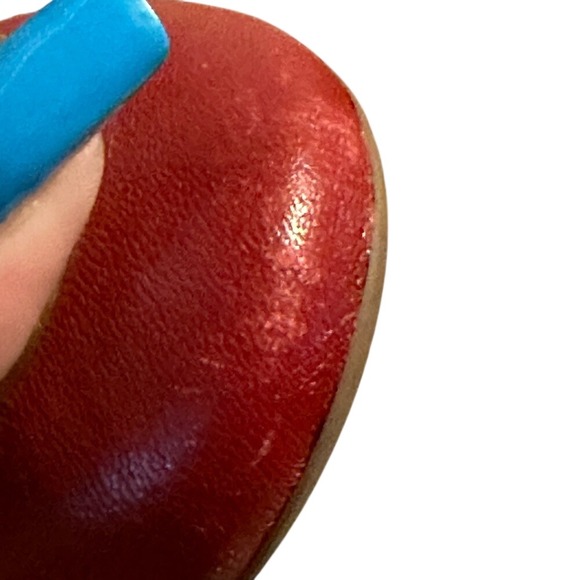 Tory Burch Red Leather Wedge Heels with Gold Logo Size 7.5 - Picture 9 of 9